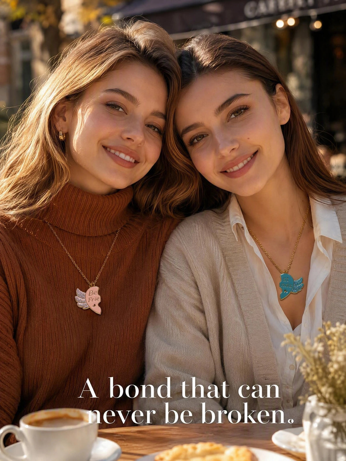 Dos collares de mejores amigas a juego con alas de corazón ✨