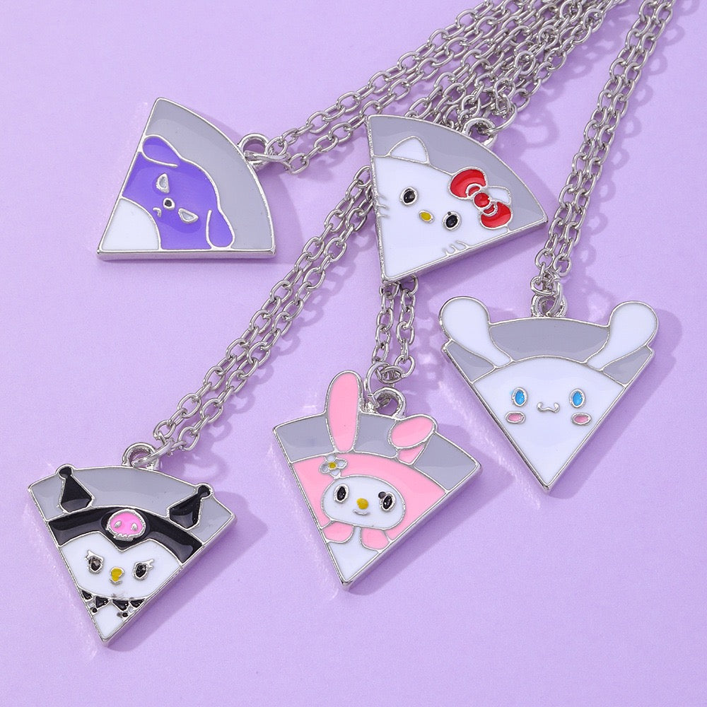 5‑Piece Cute Cartoon Character Split Puzzle Best Friend Necklaces💜
