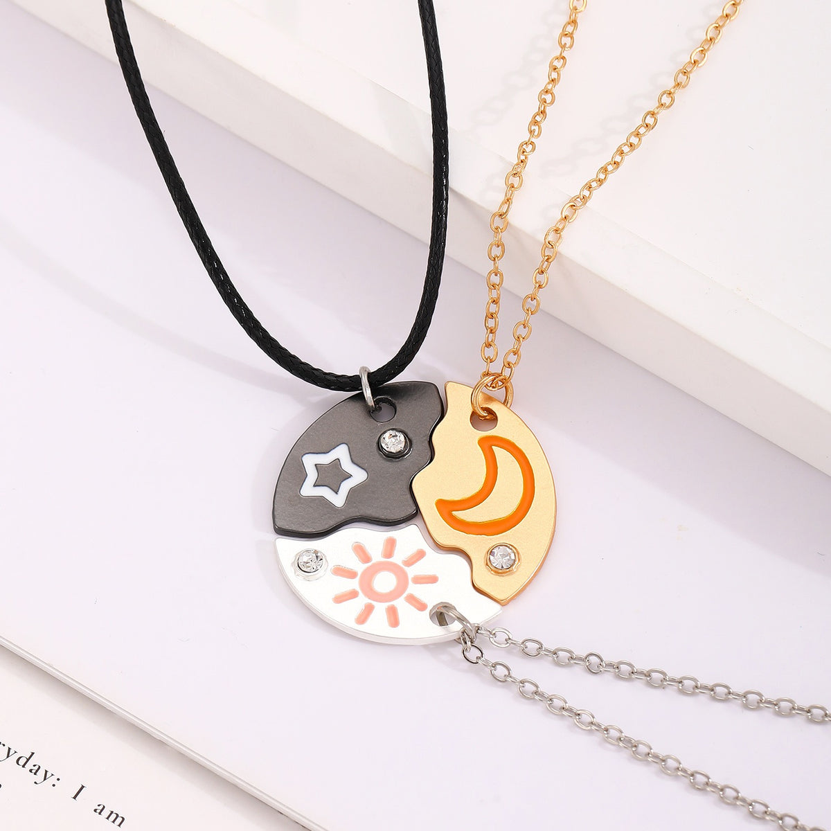 Bestie Trios Sun Star Moon Split BFF Necklaces☀️⭐🌙