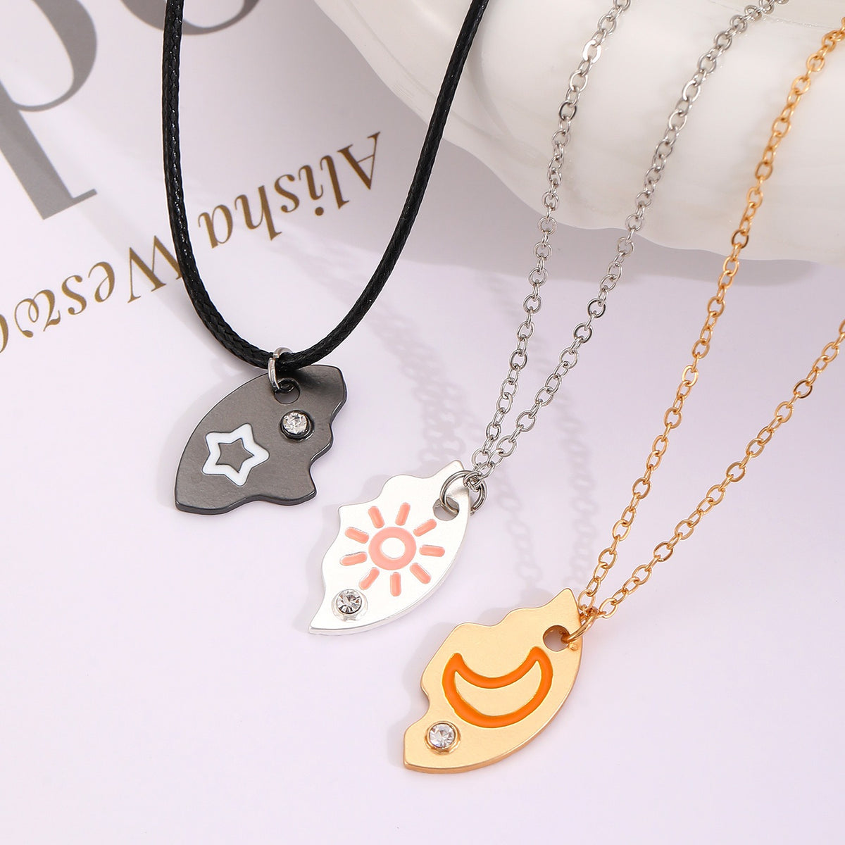 Bestie Trios Sun Star Moon Split BFF Necklaces☀️⭐🌙