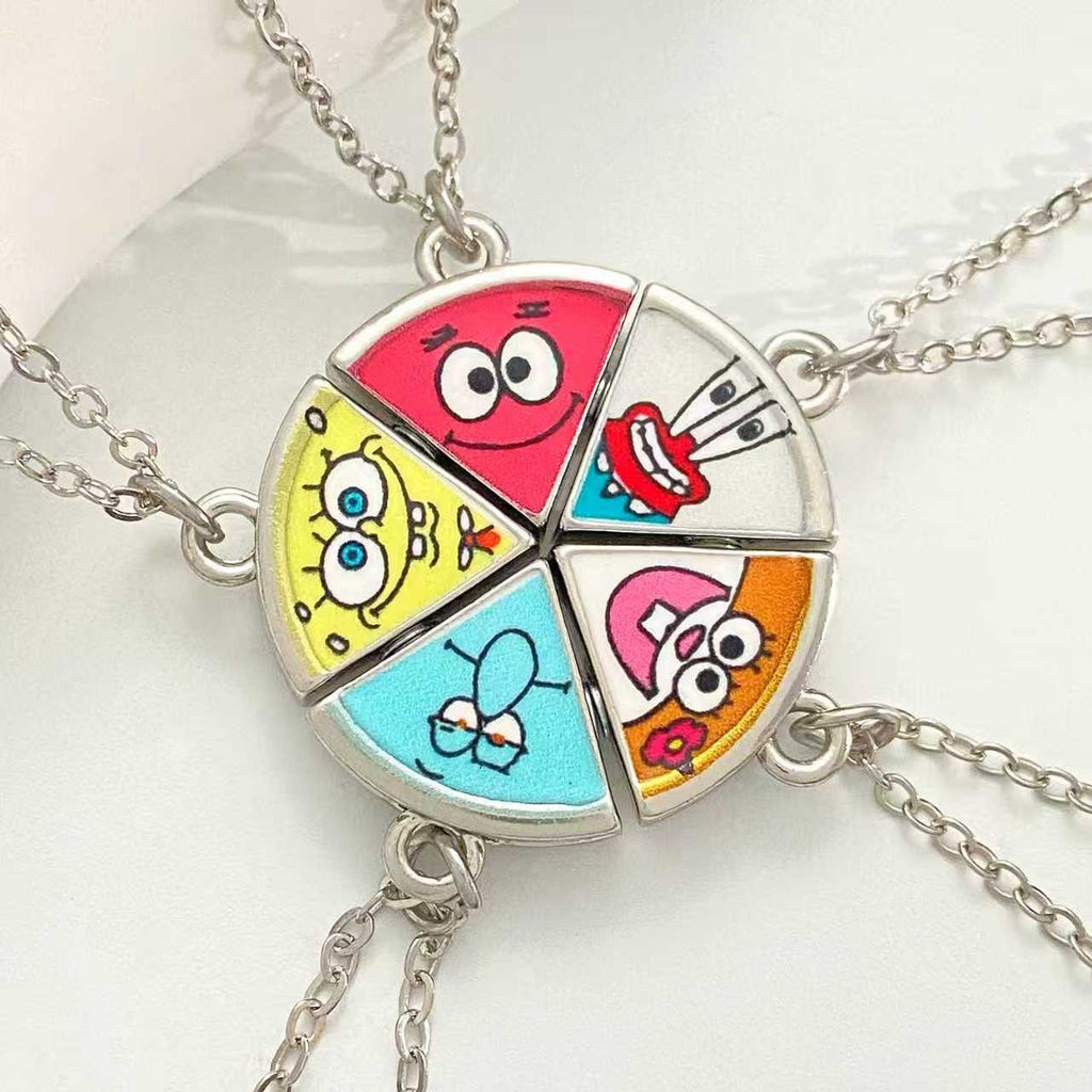 5 Besties Cartoon Pizza Best Friend Necklaces🍕