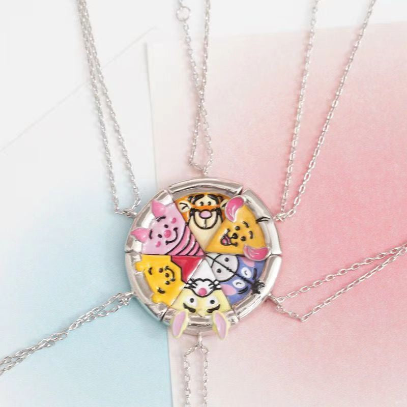 6‑Piece Winnie Cartoon Split Puzzle Best Friend Necklaces🍯