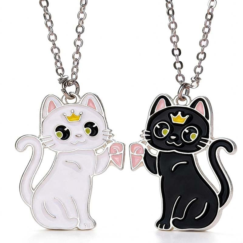 2‑Piece Split Heart Cat BFF Best Friend Necklaces🐱💖