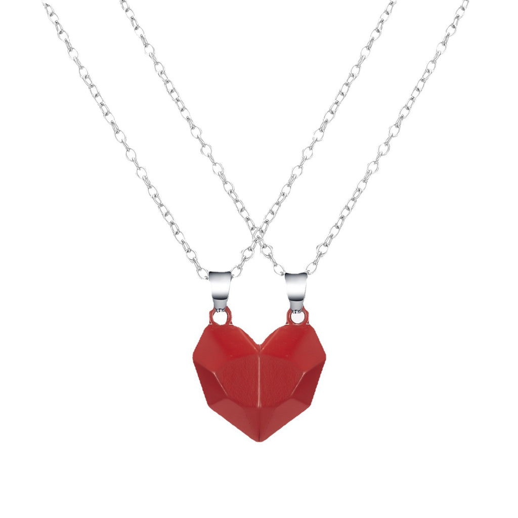 2Pcs Magnetic Split Heart Matching Bestie Necklaces 🤍🖤