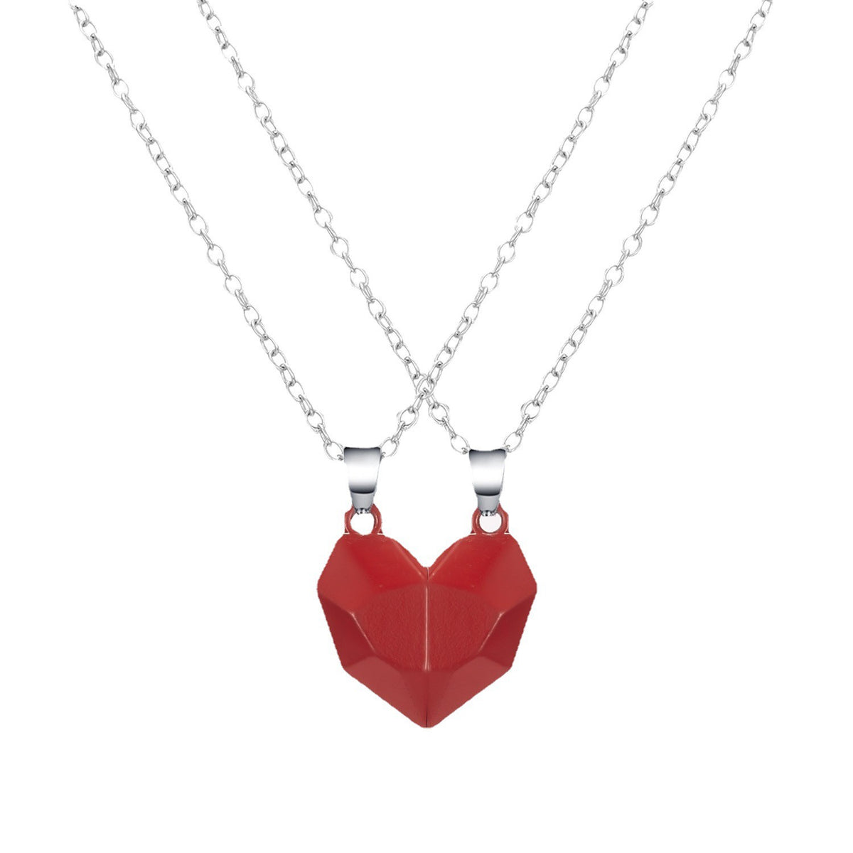 2Pcs Magnetic Split Heart Matching Bestie Necklaces 🤍🖤