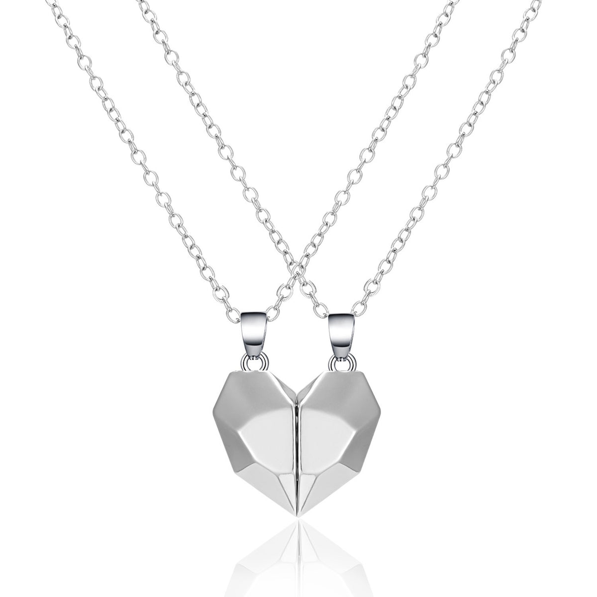 2Pcs Magnetic Split Heart Matching Bestie Necklaces 🤍🖤