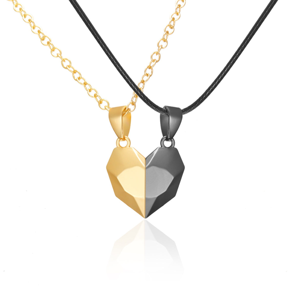 Collares magnéticos de corazón dividido a juego para mejores amigas, 2 unidades 🤍🖤