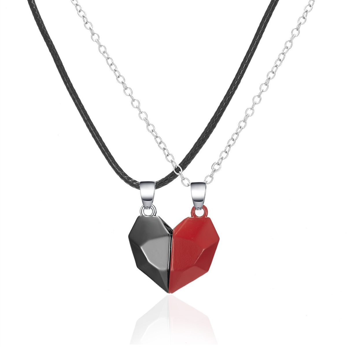 Collares magnéticos de corazón dividido a juego para mejores amigas, 2 unidades 🤍🖤
