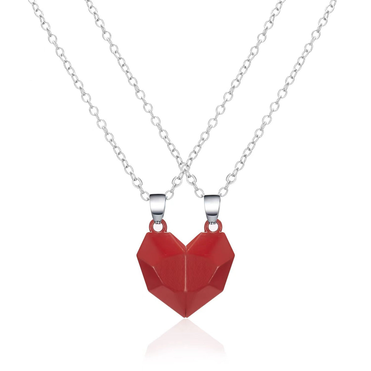 Collares magnéticos de corazón dividido a juego para mejores amigas, 2 unidades 🤍🖤