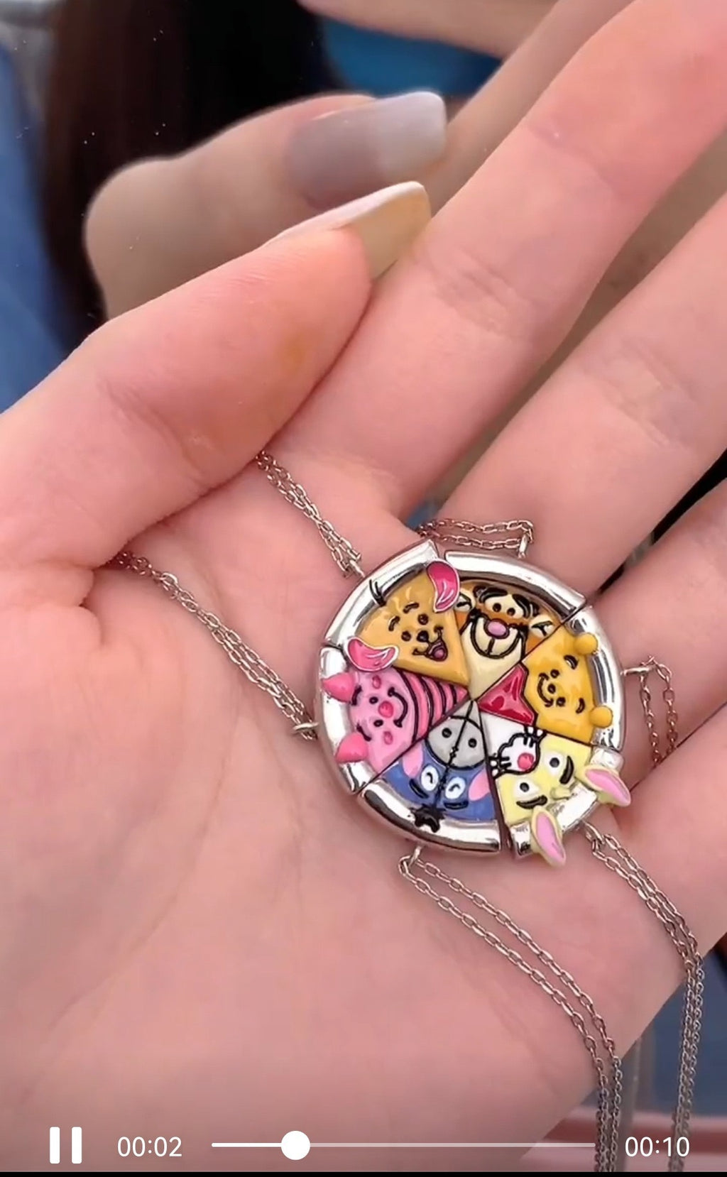 6‑Piece Winnie Cartoon Split Puzzle Best Friend Necklaces🍯