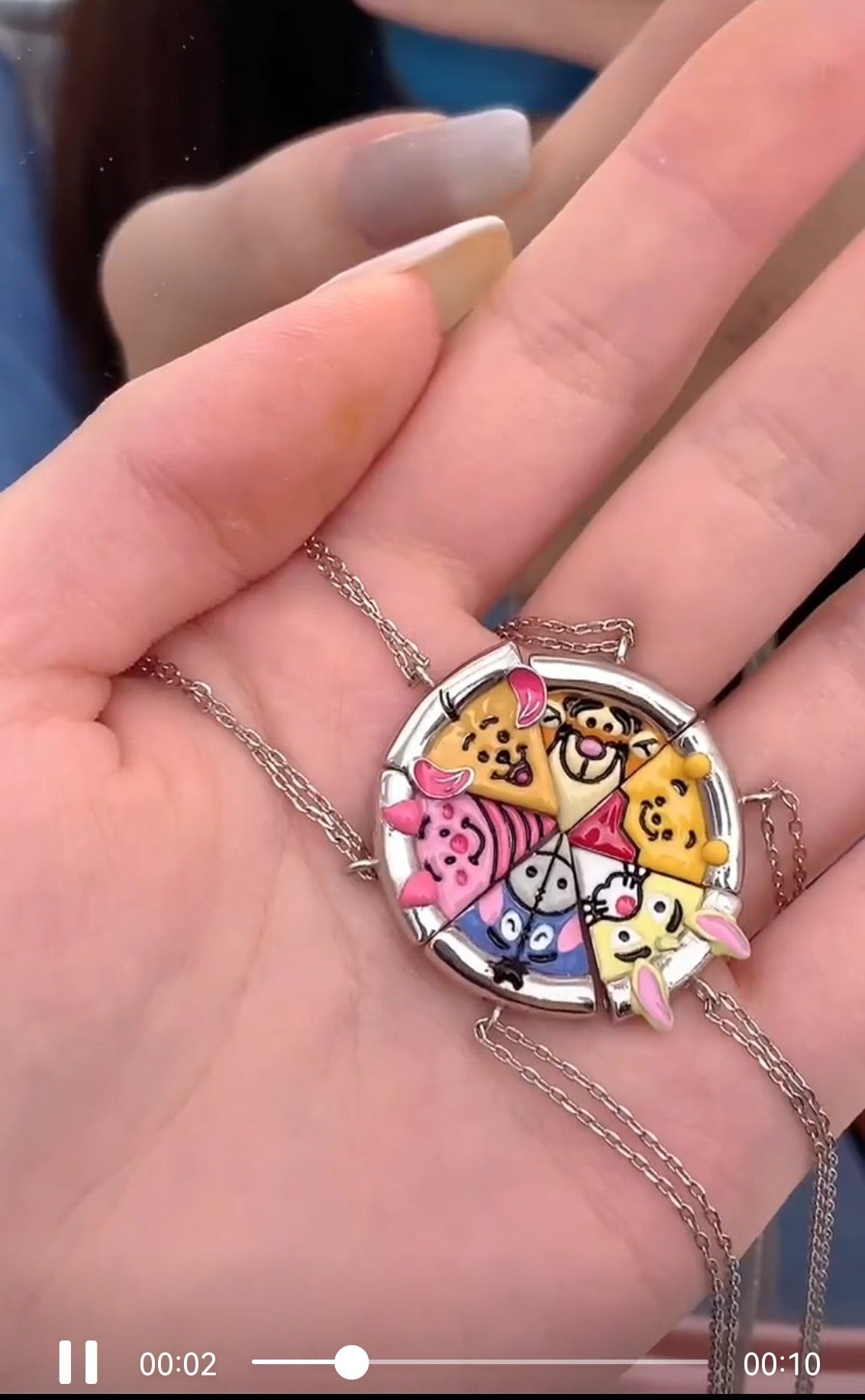 6‑Piece Winnie Cartoon Split Puzzle Best Friend Necklaces🍯