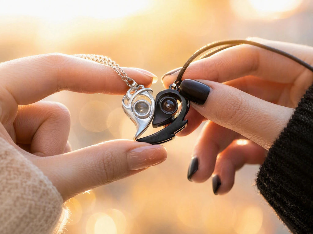 2‑Piece Projection Magnetic Heart Bestie Necklaces🖤🤍💞