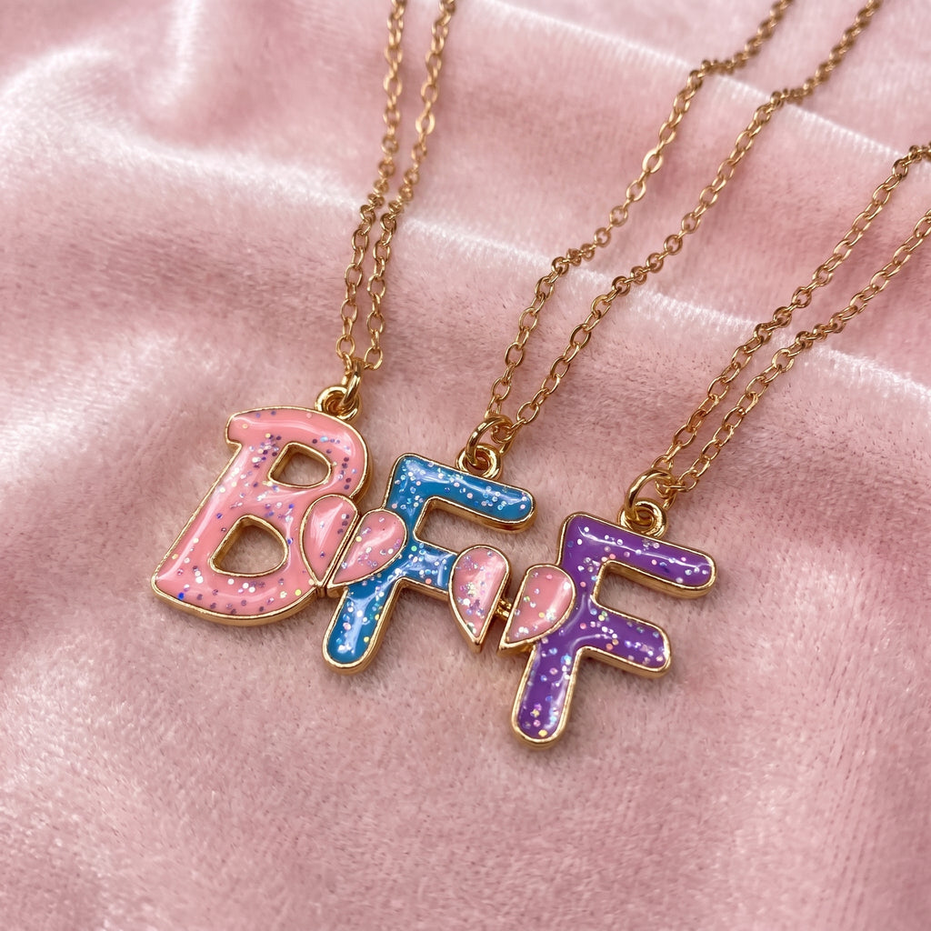 Three Besties BFF Letter Best Friend Necklaces Set ✨