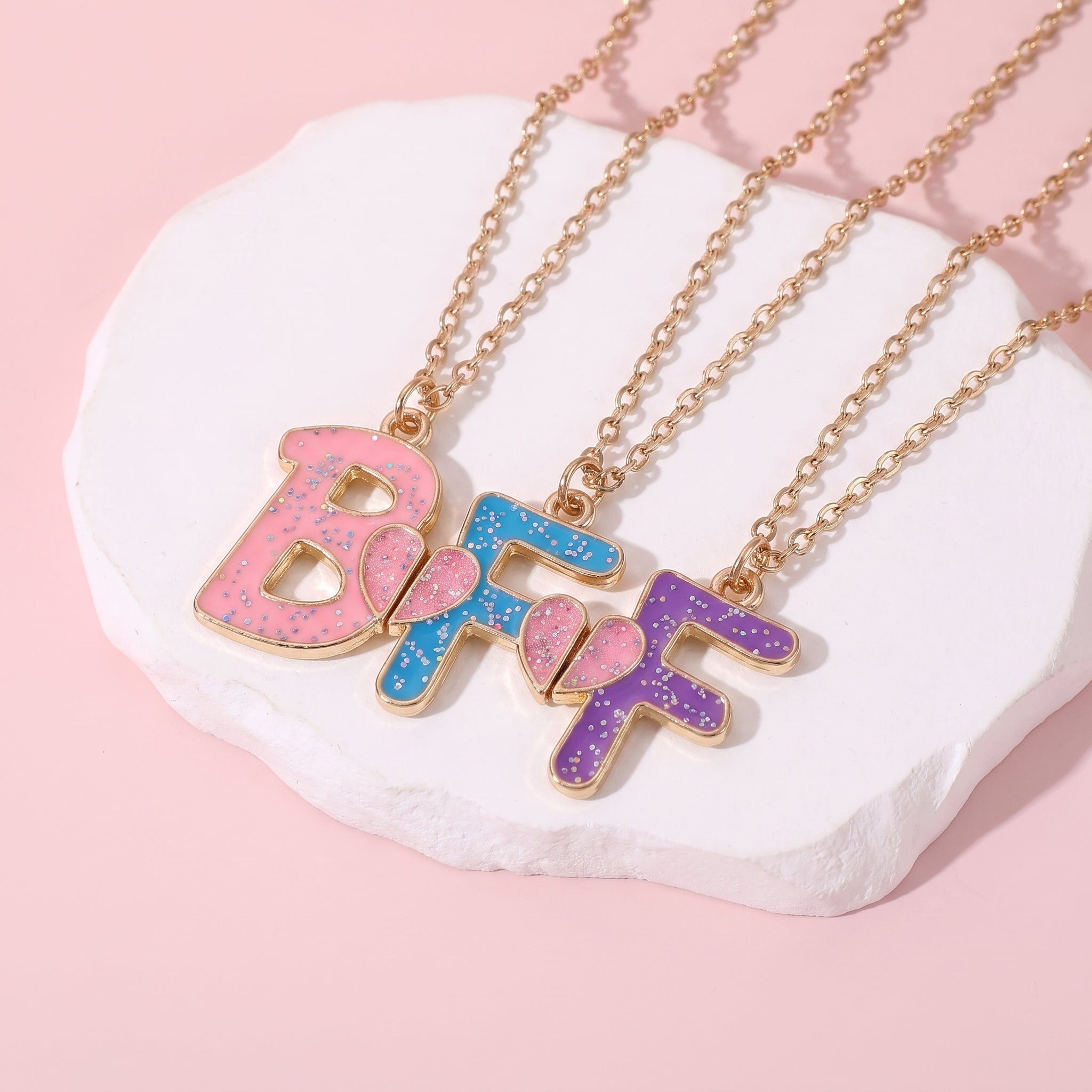 Three Besties BFF Letter Best Friend Necklaces Set ✨
