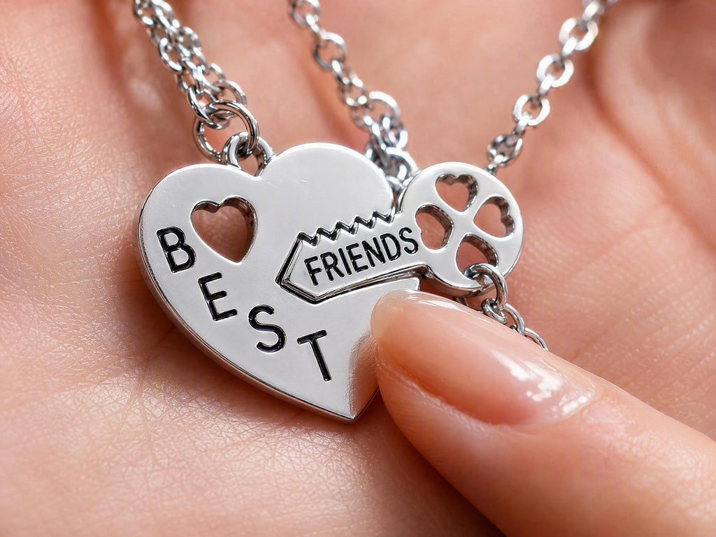 Dos Collares de Corazón y Llave Mejores Amigas BFF 🔑💖