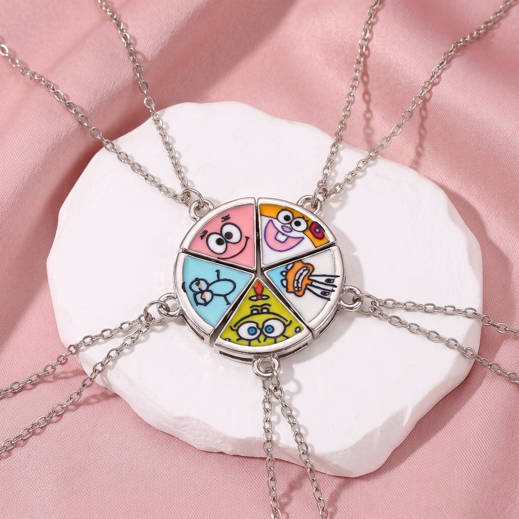 5 Besties Cartoon Pizza Best Friend Necklaces🍕