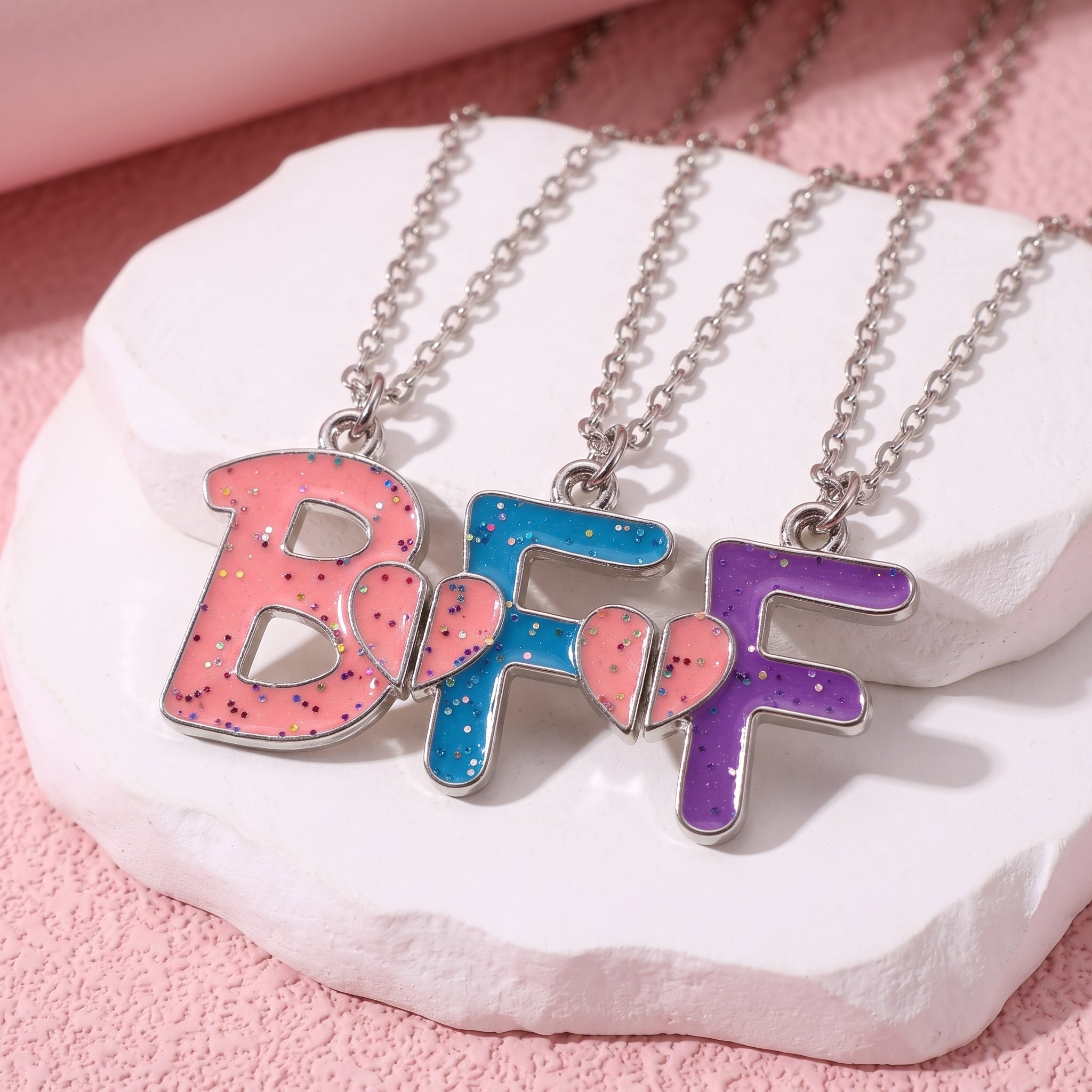 Three Besties BFF Letter Best Friend Necklaces Set ✨