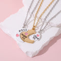 Three Besties Big Middle Little Sis Moon‑Heart Necklaces🌙💗