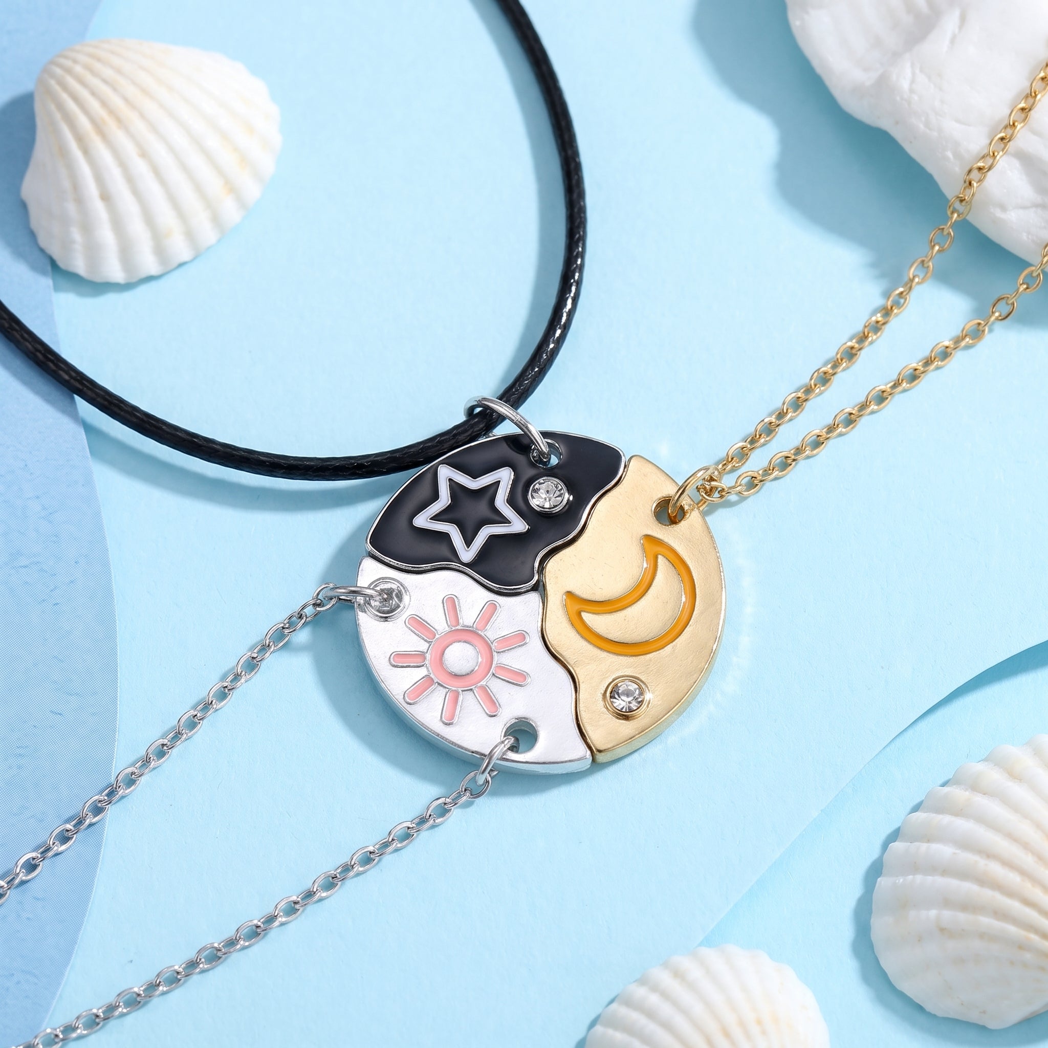 Bestie Trios Sun Star Moon Split BFF Necklaces☀️⭐🌙