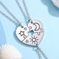 Three Besties Sun Moon Star Puzzle Heart BFF Necklaces☀️🌙⭐
