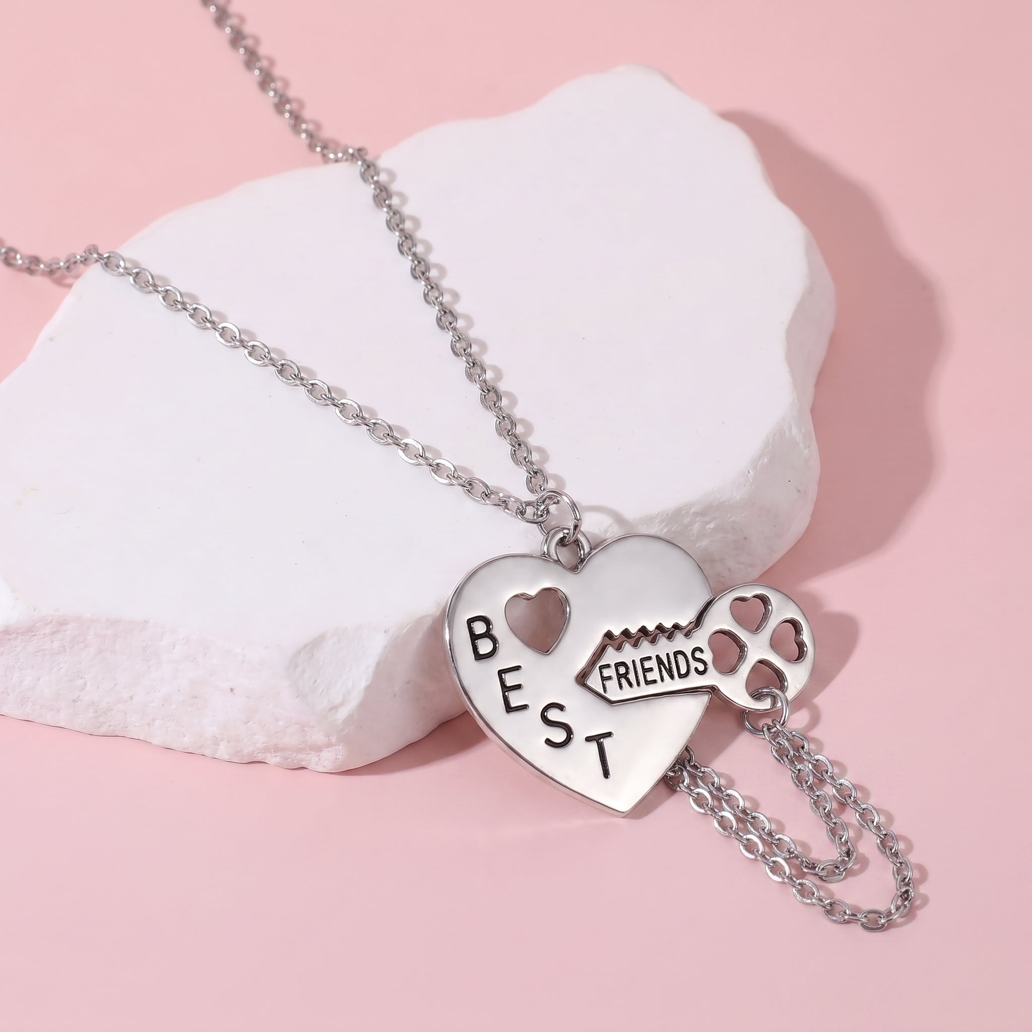 Two Bestie Heart & Key BEST FRIENDS BFF Necklaces🔑💖